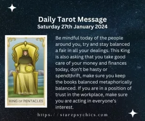 Daily Tarot Card Message Saturday January 27 2024