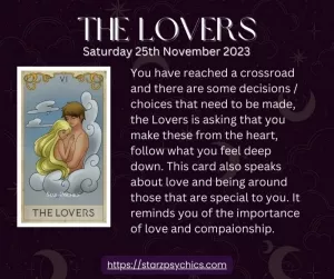 Daily Tarot Card  for Today Nov 25 -  The Lovers